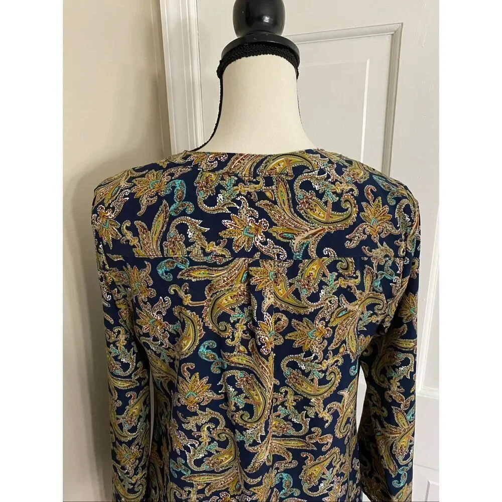 Notations paisley print tunic blouse size S